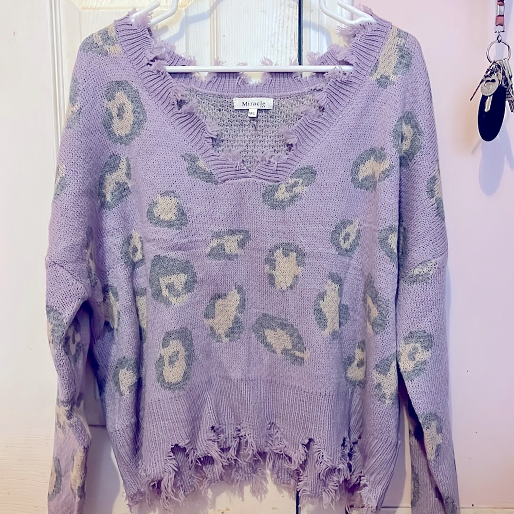 Unworn purple cheetah print sweater
